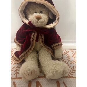 Ty Attic Treasures Gem Let It Snow Teddy Bear Plush Red Velvet Cloak Hooded 1993